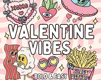 Valentines Day Coloring Pages | 52 Printable Procreate Coloring Pages for Galentines Day Activites, Self-Care and Relaxation