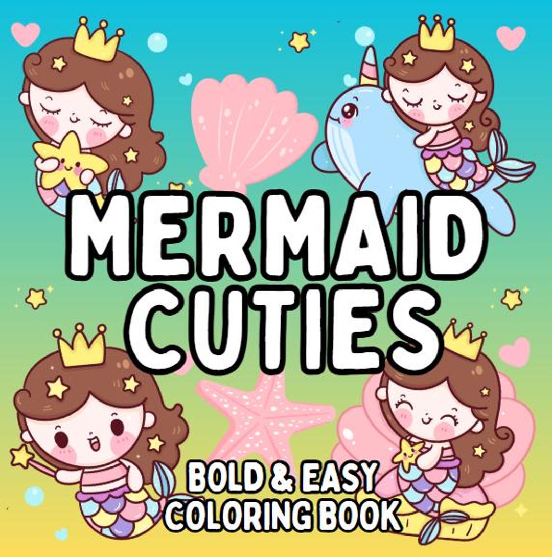 Mermaid Cuties Coloring Book: 52 Ocean-themed Pages (digital Download ...
