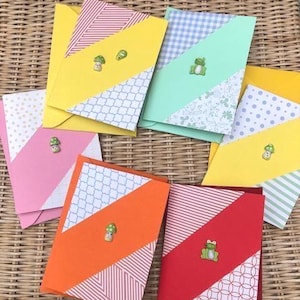 Mini Note Cards, Fun Birthday Cards, Set of 10 Handmade Colourful Notelets with envelopes, Bespoke Notelets, Unique Notelets and Cards