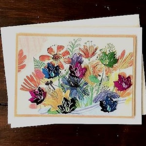 Handgemachte Blumenkarte, innen leer, Karte für jeden Anlass, Geburtstag, Danke, Glückwünsche, Muttertag, einzigartig, nur ein verfügbar