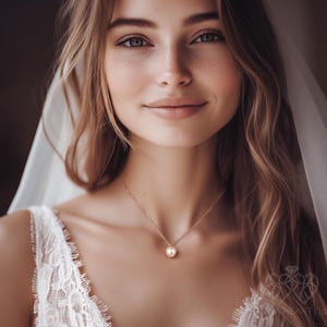 Minimalist Bridal Necklace, Wedding Pearlnecklace, Bridal Pearl Gifts, Single Pearl Necklaces, Bridesmaid Gift, Pearl Necklac valentine Gift