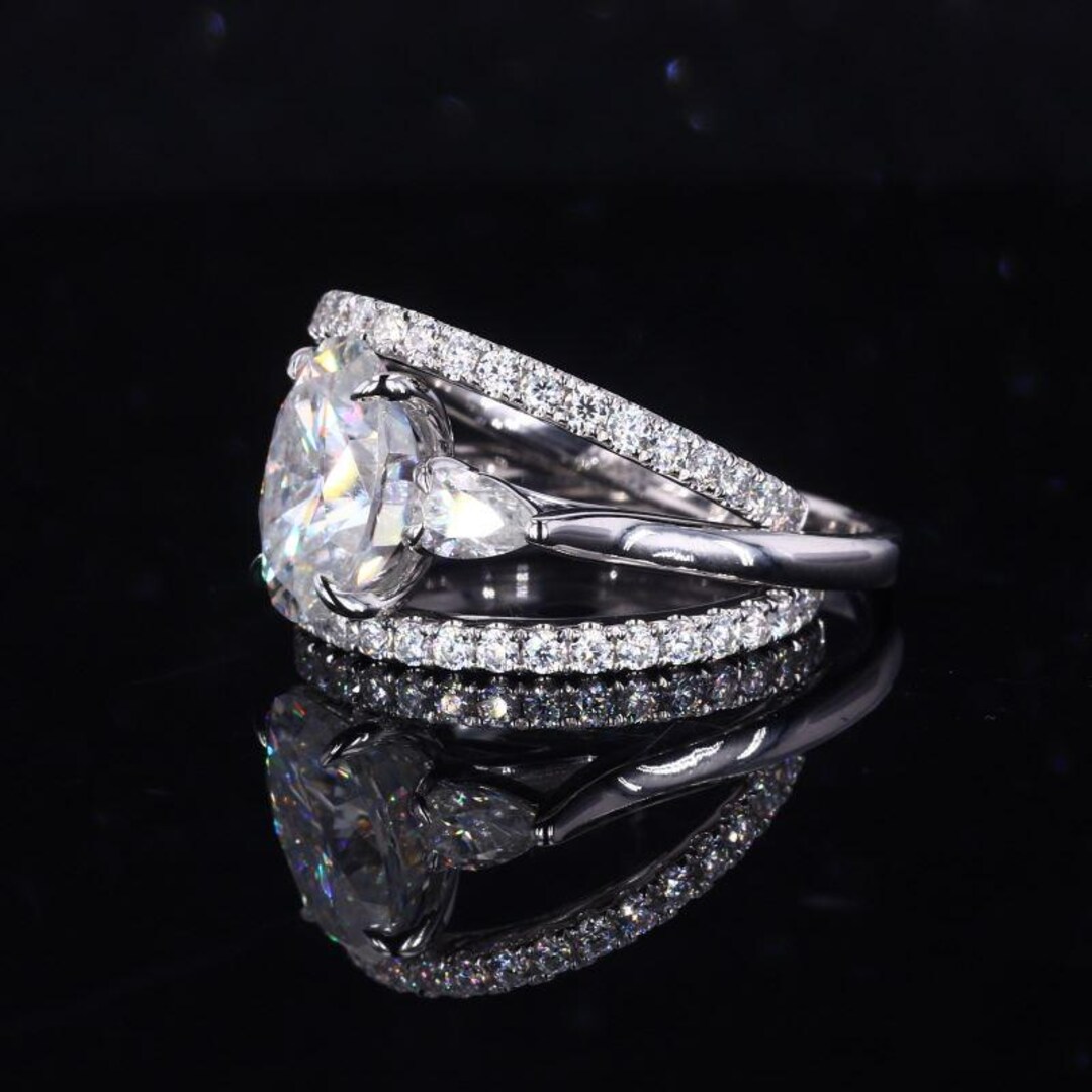 Oval Cut Cubic Zirconia Engagement Ring Set • 10K White Gold Wedding ...