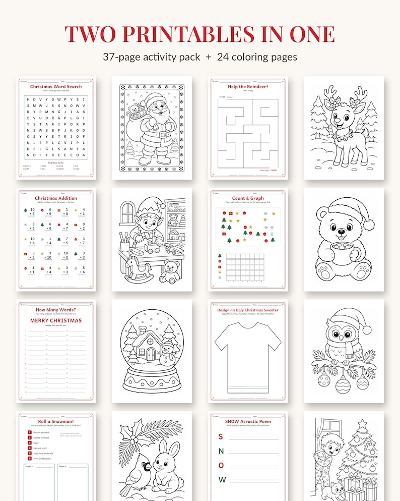Christmas Teacher Bundle, Classroom Activity Pack and 24 Coloring Pages ...