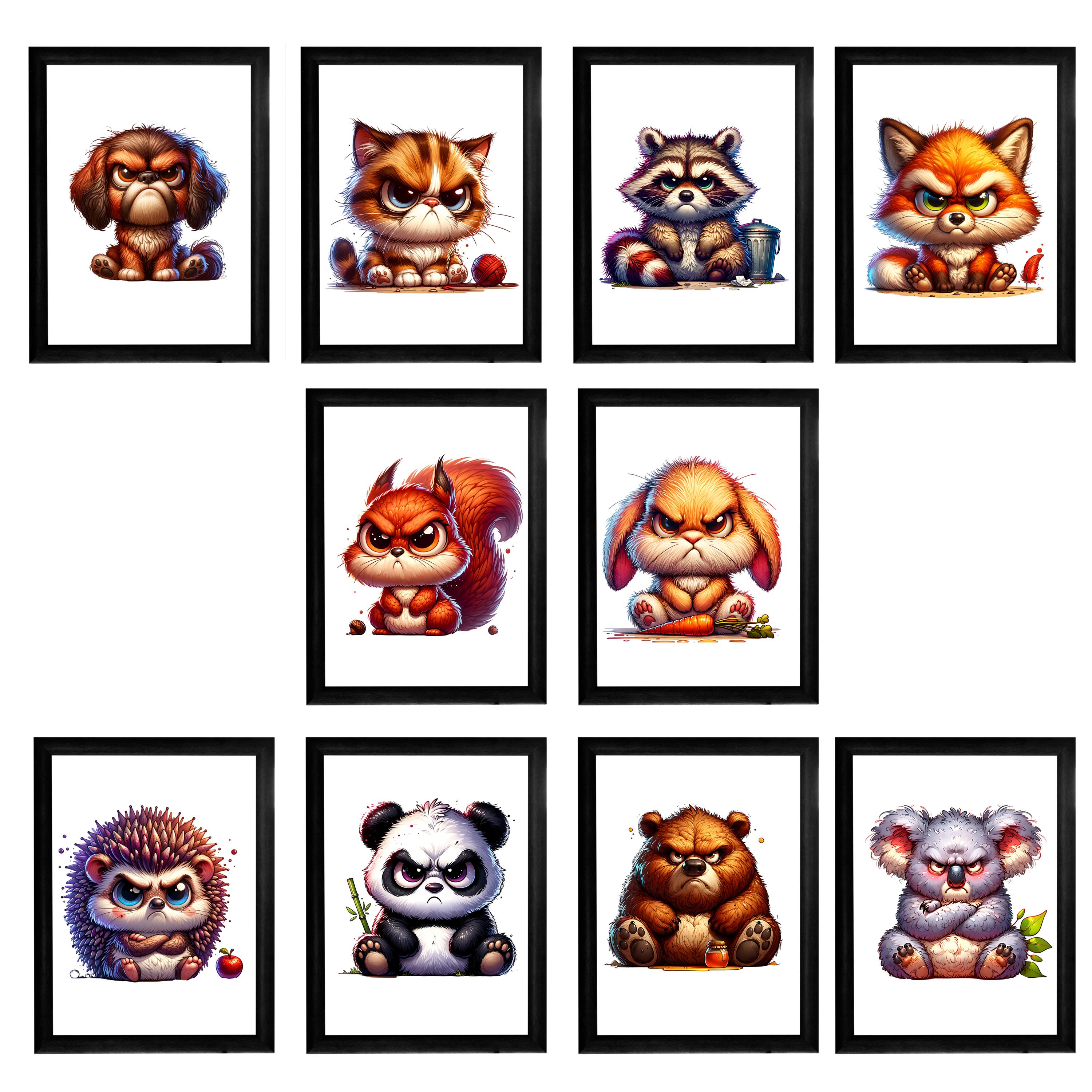 60 Watercolor Funny Grumpy Animals Collection Clipart, 60 Transparent ...