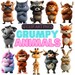 Funny Grumpy Animals Collection Clipart, 12 PNG Funny Grumpy Animals ...