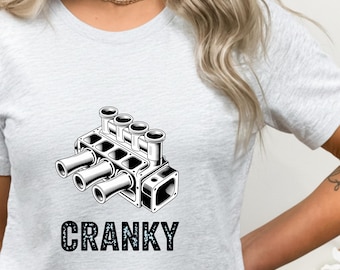 Vrouwen chagrijnig automotor krukas vaders dag vader mannen humor v-hals T-shirt, grappig automonteur cadeau, motorliefhebber grafisch T-shirt