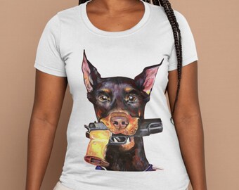 Bold Doberman Graphic T-Shirt - Kultiges Design für Hundeliebhaber & Street Style-Enthusiasten - Ausgefallene, stilvolle Haustierbekleidung für Männer und Frauen.