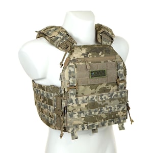 Tactical vest, plate carrier, quick release system,  Pixel, Cordura  Invista, made in Ukraine