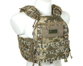 ウクライナ軍プレートキャリアベスト、マルチカム迷彩タクティカル