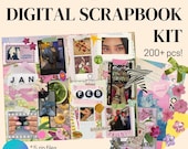 Digital Scrapbook Kit: Junk Journal Style, 206 PNGs (Digital Use Only)