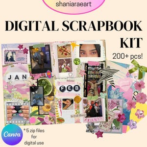 Plakboekpakket | Digitaal plakboek | Kit voor ongewenste dagboeken | Canvasplakboek | Digitaal plakboekpakket | Plakboek | Digitale producten