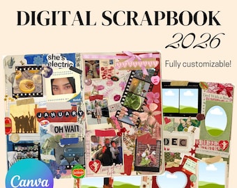 Junk Journal Digital Scrapbook Template: Canva Collage Layout (Digital Product)