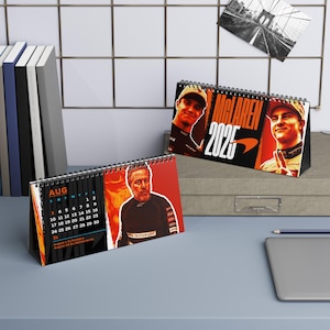 2025 McLaren F1 Desktop Calendar - Lando Norris & Oscar Piastri | Formula 1 Fan Gift | McLaren Race Schedule