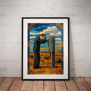 Pôster digital inspirado em Better Call Saul – Arte em vitral para decoração de F1, sala de jogos, sala de estar ou decoração de parede