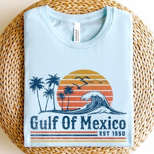 Golfe du Mexique depuis 1550 T-shirt rétro coucher de soleil, chemise de plage Mexique, chemise anti golfe d'Amérique, t-shirt de protestation, t-shirt politique, anti-maga