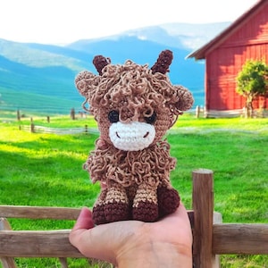 Haakpatroon Schotse hooglander, gehaakt koepatroon, koe knuffel, gehaakte Higland koe, amigurumi-koe, koe-amigurumi, gehaakte koe knuffel