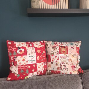 Baby clothes keepsake patchwork cushion