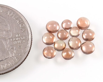 Piedra preciosa natural de andalucita redonda, 12 cabujones | Atractivos cabujón liso de alta calidad de 4,5 x 3,5 mm | KJ-5346