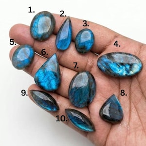 Electric Blue Labradorite Cabochon, Choose Your Stone, AAA Quality Loose Gemstone for Jewelry Making, Wire Wrap Pendant, Flashy Labradorite