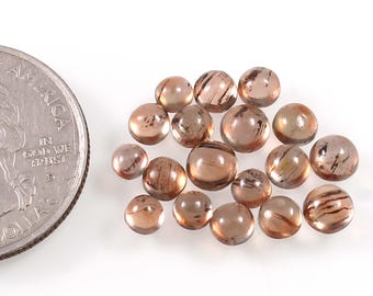 13 cabujones de andalucita redondos de piedra preciosa natural | Atractivos cabujones lisos de alta calidad de 5 x 5-4 x 4 mm | KJ-5343