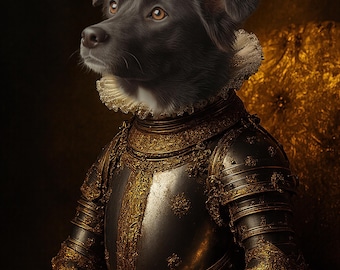 Aangepast renaissance huisdierportret – gepersonaliseerde hond- of katkunst