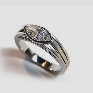 2 CT Marquise Cut Lab Grown Diamond Engagement Ring, East To West Bezel Set Wedding Ring, 14K White Gold Solitaire Ring, Unique Shank Ring