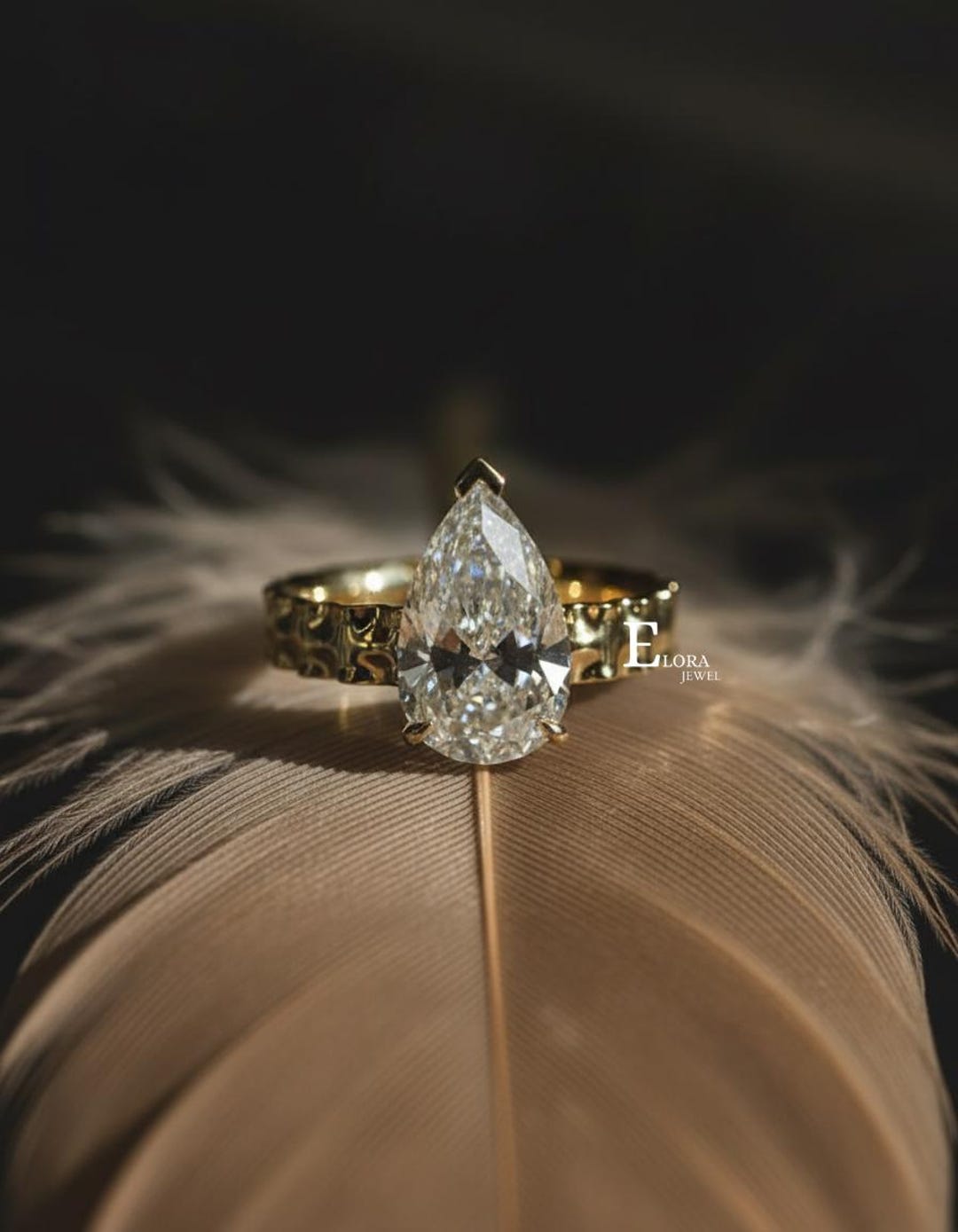 3 CT Pear Cut Lab Grown Diamond Engagement Ring, Tear Drop Ring ...