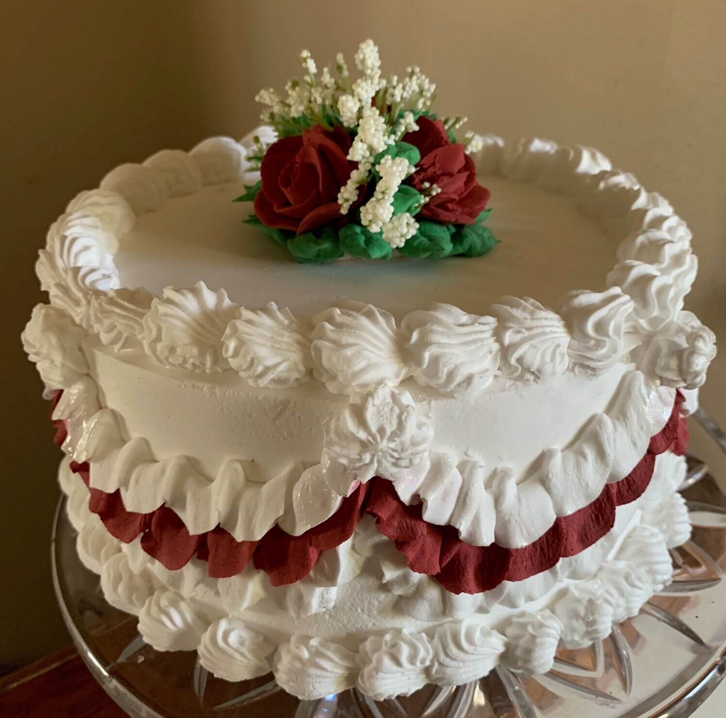Fake Cakes Classic White Frosted with Ruffles Flowered Topped Etsy
