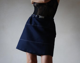 VERSACE VERSUS Vintage Navy Blue Cotton Belted Mini Skirt - Etsy