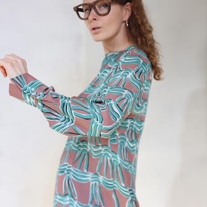 ATELIER BLACHNIK Vintage graphic print silk blouse top