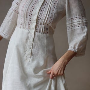 Finnish Vintage white lace trim peasant style maxi dress