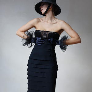 La Perla Vintage lace bustier black ribbon evening dress