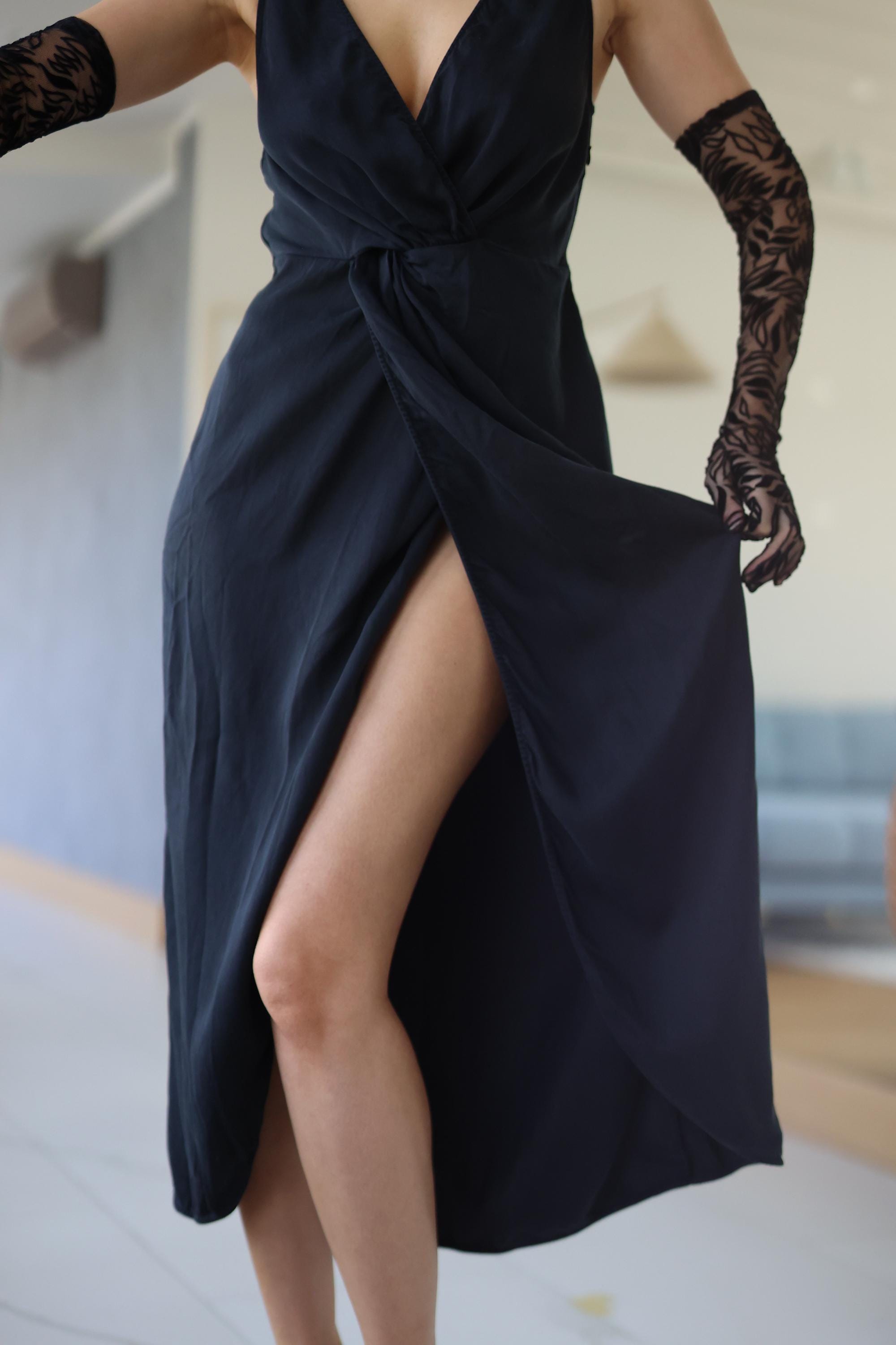 90s Black Tie Dress - Etsy New Zealand