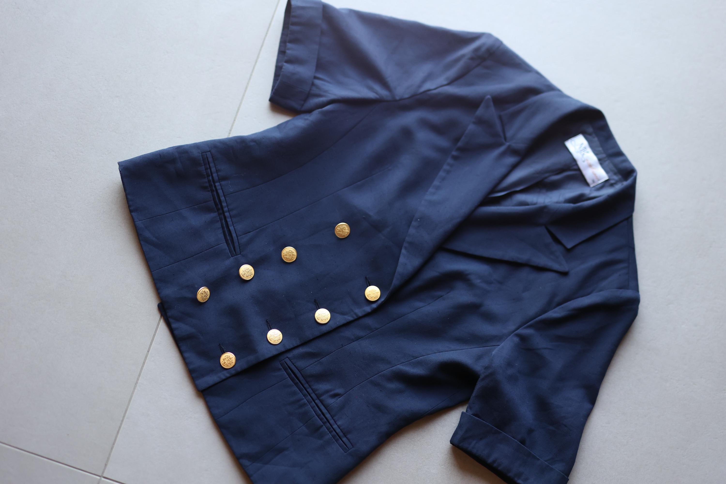 Vintage Navy Blue Double Breasted Short Sleeve Blazer Jacket - Etsy