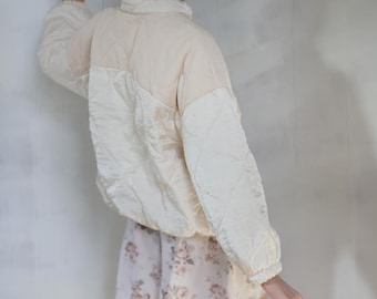 Vintage weiße gesteppte, wattierte Jacke