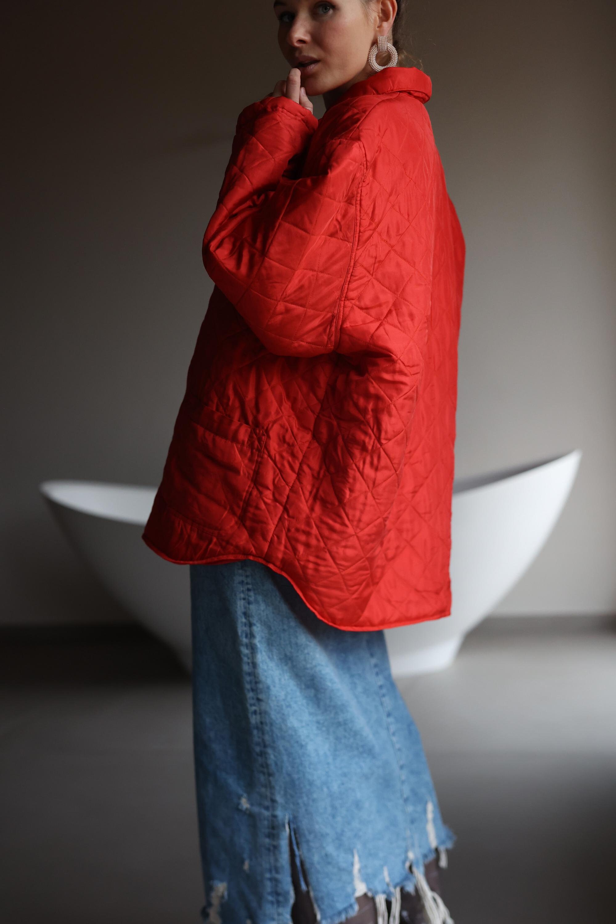 Vintage Red Quilted Jacket - Etsy