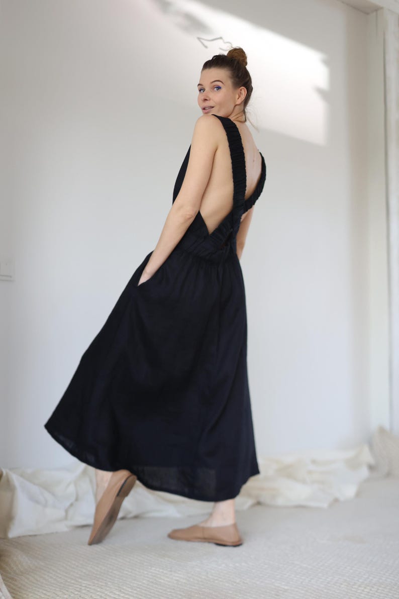 Criss-Cross Open Back Gown with Spaghetti Strap Black Plus Size