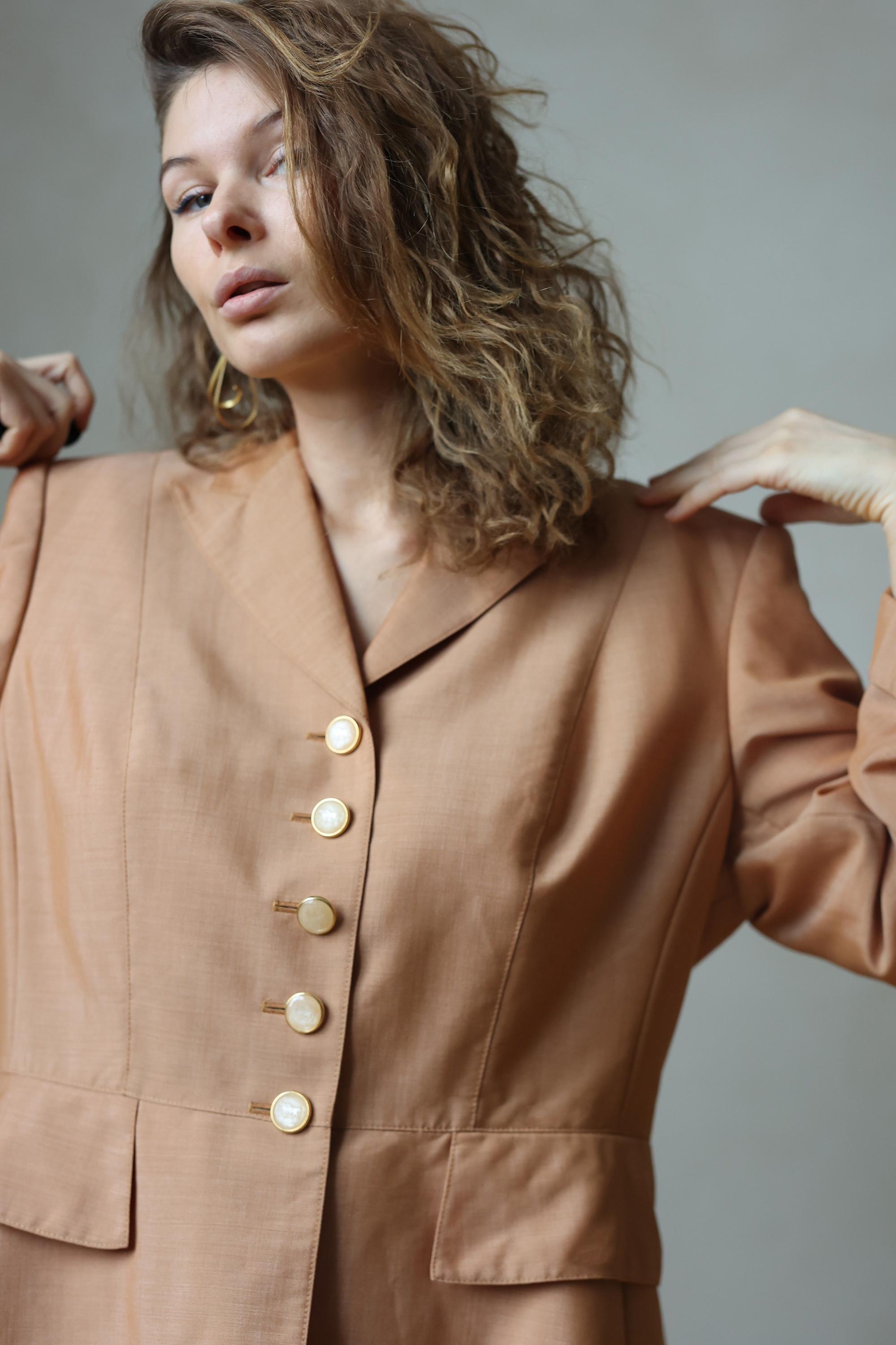 ESCADA Vintage Clay Brown Wool Mohair Power Blazer Jacket - Etsy display picture 1