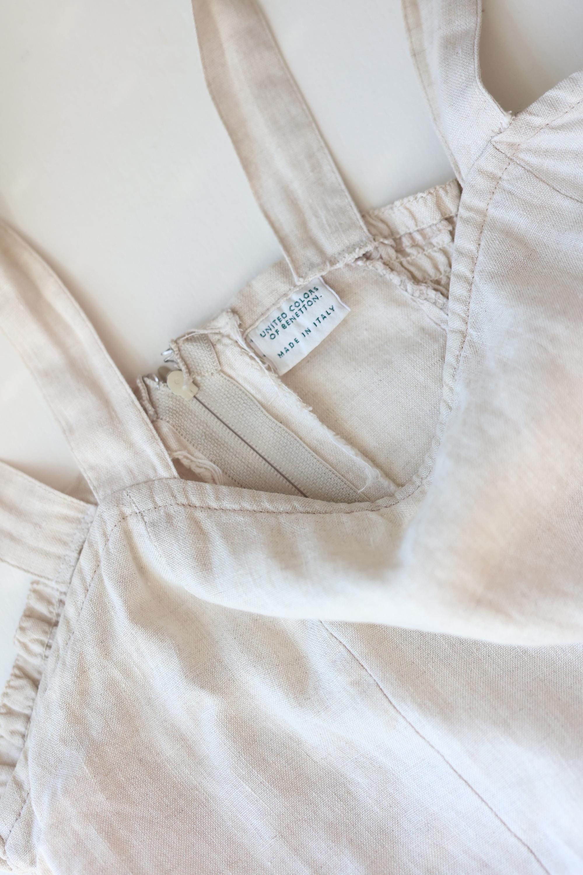benetton linen dress Stretch cotton and linen blend dress da donna marrone