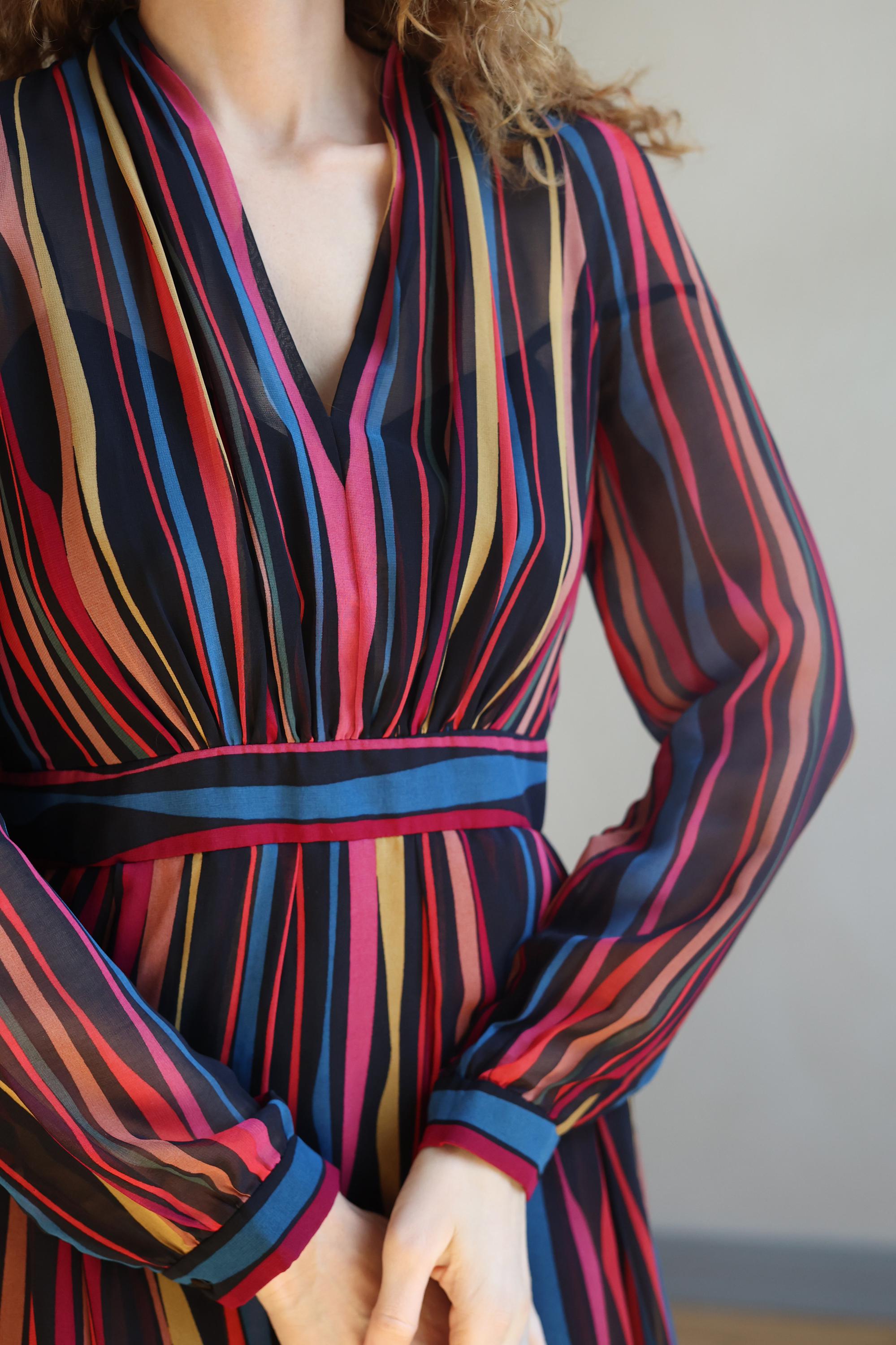 anne klein striped midi dress ANNE KLEIN Vintage Striped Print Midi Dress