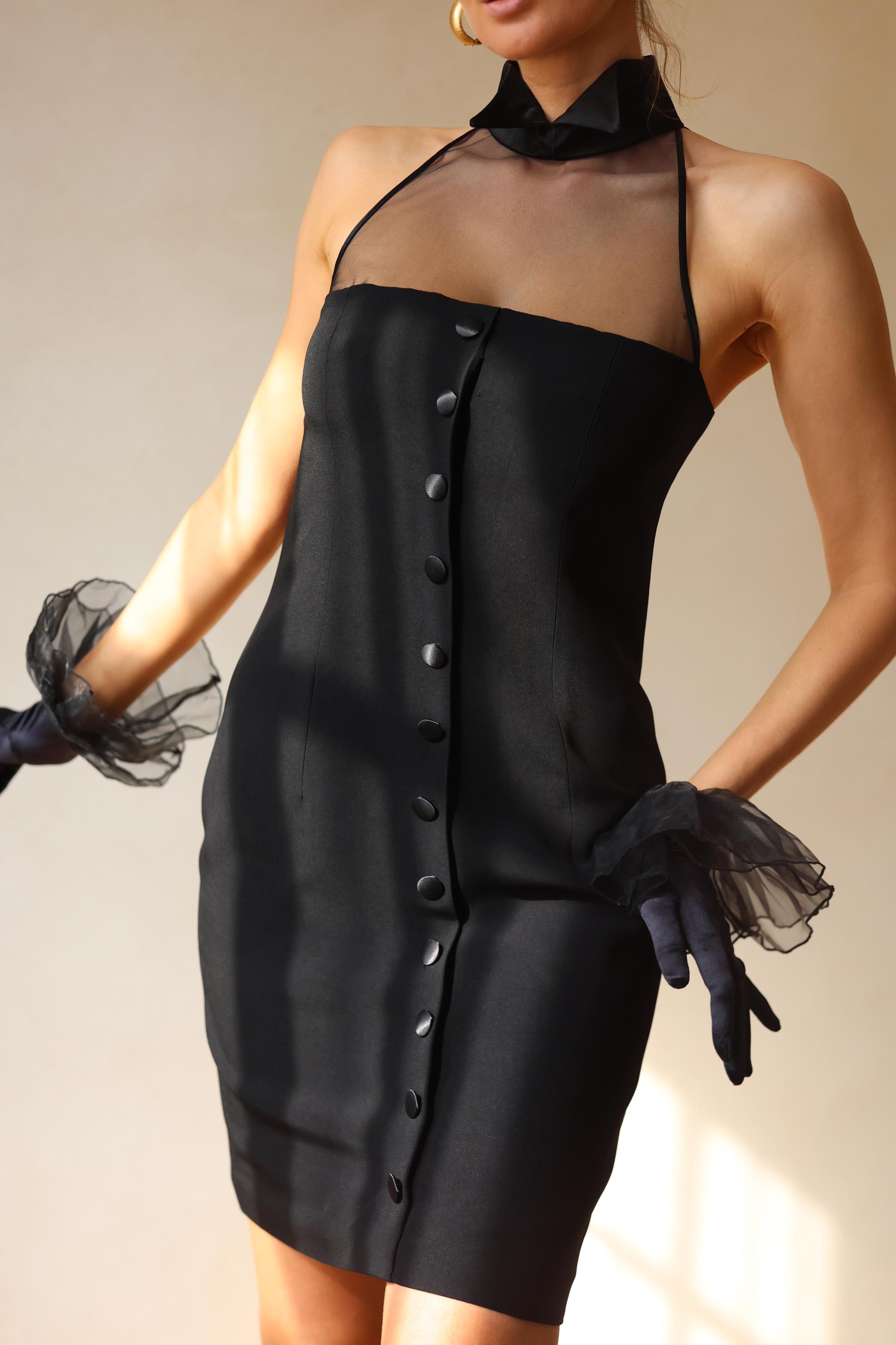 vintage sheer black dress Regency Era Black Empire Waist Dress With Sheer Puff Sleeves and Tonal Embroidery  Bridgerton Inspired Vintage Gown Plus Size Size 10 / Black / With
