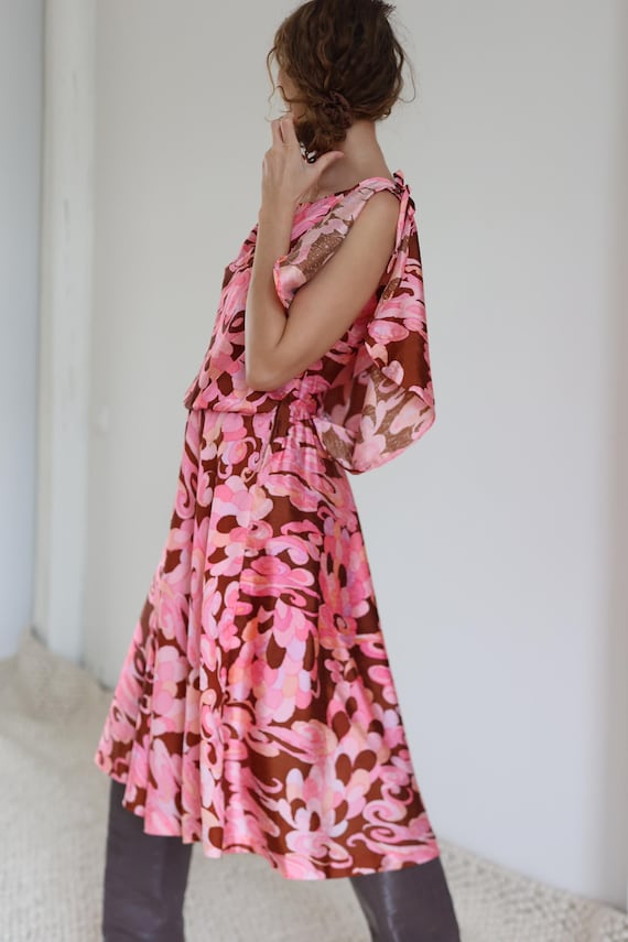 pink abstract print dress High Neck Open Back Beach Mini Dress In Pink Abstract Print | EGO US
