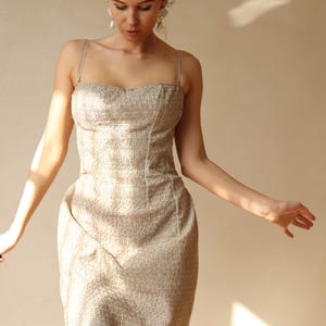 LA PERLA Vintage beige lace bustier evening dress