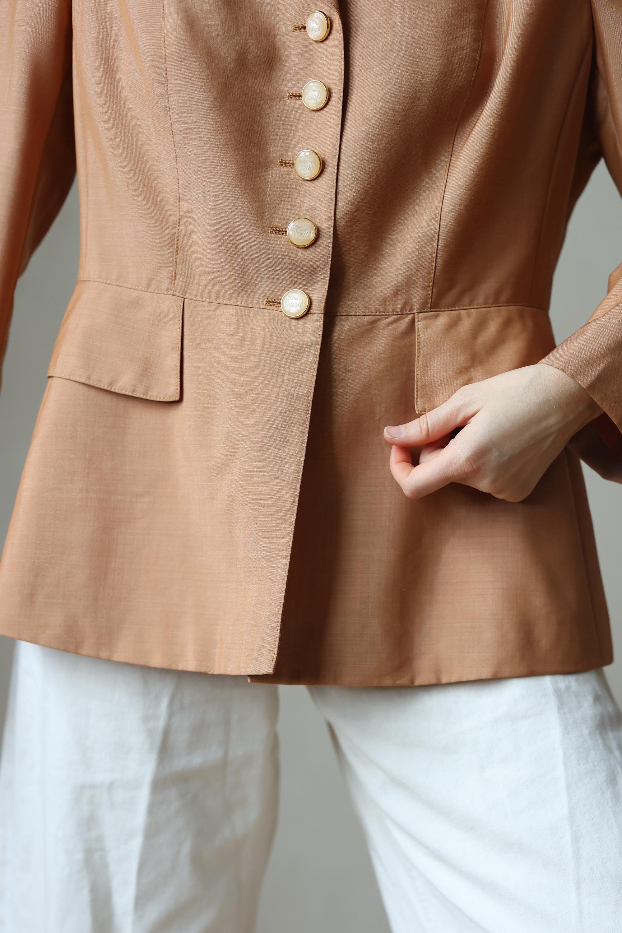 ESCADA Vintage Clay Brown Wool Mohair Power Blazer Jacket - Etsy display picture 1