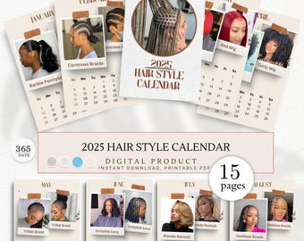 2025 Hairstyle Calendar, Hair Inspiration Planner, Wall Calendar, Hair Salon Decor, Gift For Stylist, Salon Wall Decor, Gift For Hairdresser