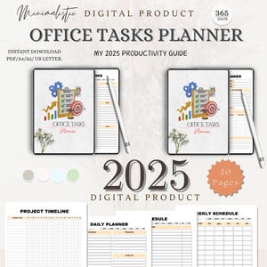 Minimalist Office Tasks Planner, Weekly Planner, Work Organizer, Desk Planner, Productivity Planner, Schedule Organizer