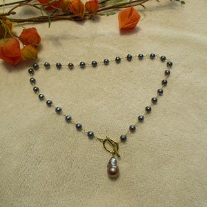 Tahitian Baroque Pearl Necklace, Flame Ball Pearl Necklace, Tahitian Baroque Pearl Jewelry.