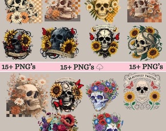 Halloween skull png Retro Floral Skeleton Png bundle Funny Skeleton Halloween Png Trendy Halloween Skull Design Funny Checkered Skeleton Png