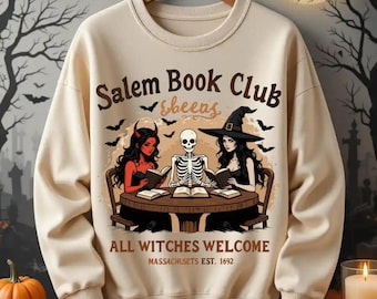 Klub Książki Czarownic PNG sublimacja Upiorna Dziewczyna Czyta Książkę Miłośniczka Halloween Projekt Czarownic Salem Massachusetts Sztuka Czarodziejska Projekt Książki Png