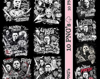 Horror Character Sublimation png Retro Halloween Png Bundle Scary Movie Png for Halloween Horror Movies Png Scary halloween png sublimations